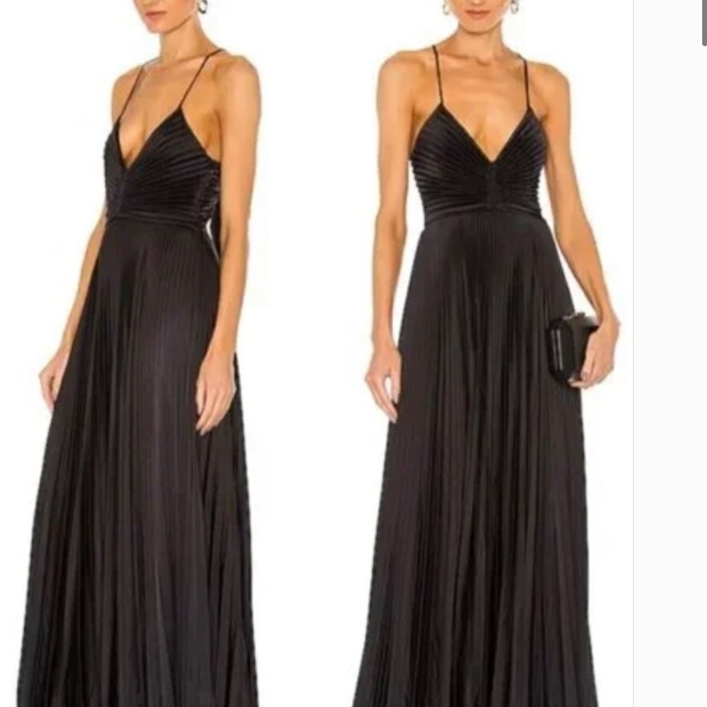 A.L.C. Black Pleated Maxi Dress